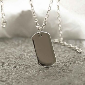 Sterling Silver Medium Solid Dog Tag Necklace, 3 of 8