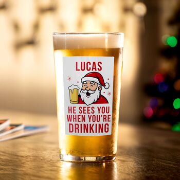 Personalised Christmas Beer Glass Stocking Filler, 2 of 3