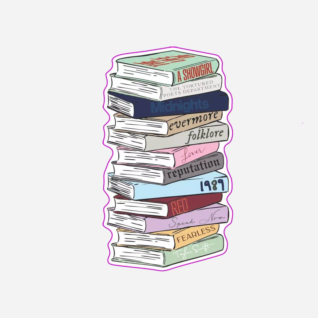 Taylor Swift Album Book Stack Sticker Inc Showgirl, 1 of 2