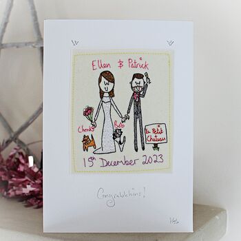 Personalised, Embroidered Wedding Card, 4 of 12
