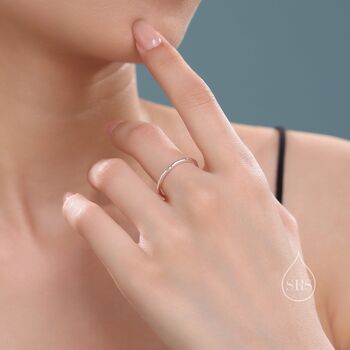 Sterling Silver Extra Skinny Hammered Ring, 5 of 12