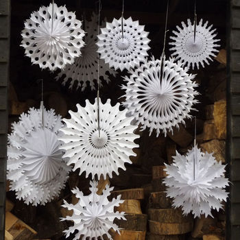 Set Of Six White Paper Snowflake Decorations, 2 of 8