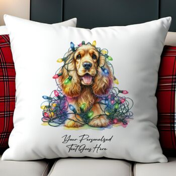 Personalised Cocker Spaniel In Christmas Lights, 3 of 9