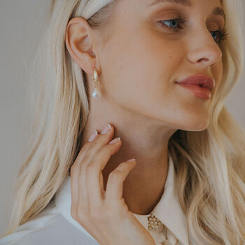 Gold Pearl Drop Earrings, 4 of 7
