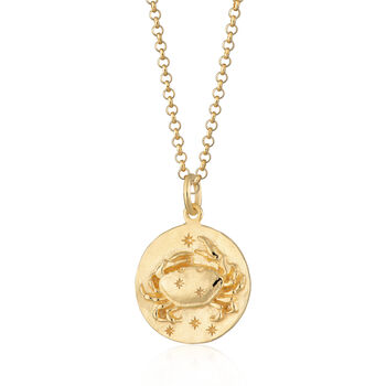 Engraved Gold Plated Cancer Zodiac Necklace, 8 of 8