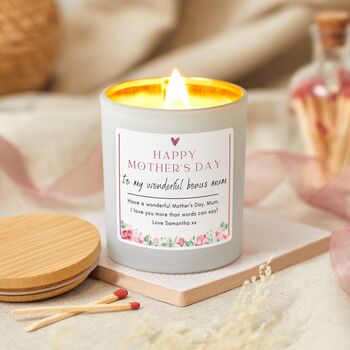 Mothers Day Personalised Candle Gift For Step Mum, Bonus Mum, 3 of 10