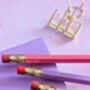 Strawberry Pink Personalised Pencil Gift Set, thumbnail 2 of 4