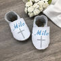 Personalised Coloured Cross Christening Shoes, thumbnail 1 of 6