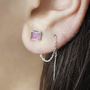 Amethyst Feburaury Birthstone Silver Threader Earrings, thumbnail 4 of 6