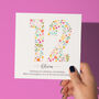 Floral Fun Personalised 12th Birthday Card, thumbnail 1 of 4