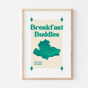 Retro Breakfast Buddies Cartoon Wall Art Print, 4 of 6