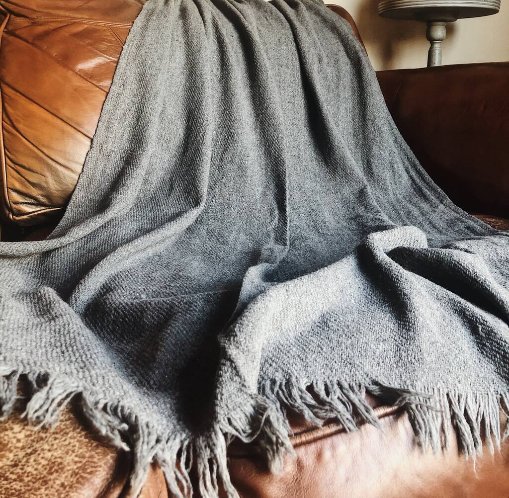 Charcoal Grey Wool Mix Blanket By Gratton & Lund Lifestyle