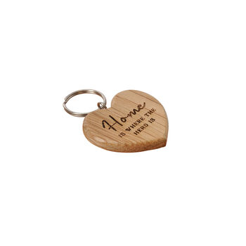 'Home Is Where The Herd Is' Oak Heart Keyring, 2 of 4