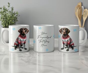 Personalised German Shorthaired Pointer In Christmas Jumper Mug, 2 of 2