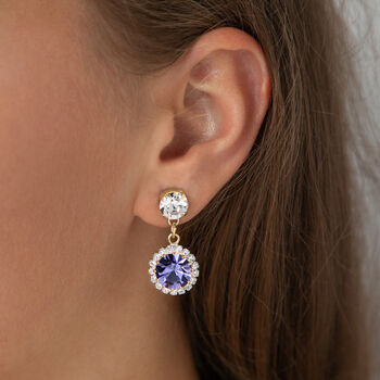 Purple Swarovski Crystal Snow Drop Earrings, 6 of 6