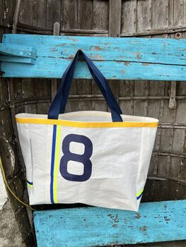 Blooper Large Upcycled Sailcloth Beach Bag, 5 of 5