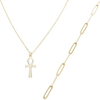 Sterling Silver Egyptian Ankh Chain Necklace Set, 6 of 11