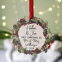 Wooden First Married Christmas Wreath Tree Decoration, thumbnail 9 of 9