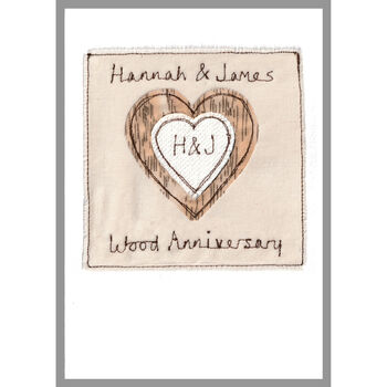 Personalised Wood 5th Wedding Anniversary Card, 3 of 7