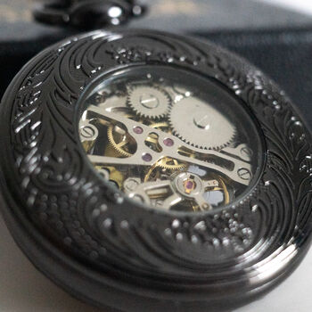Steampunk Cog Pocket Watch Gunmetal; The Armstrong Two, 8 of 10