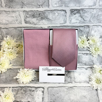 Desert Rose Woven Wedding Tie Set, 4 of 6