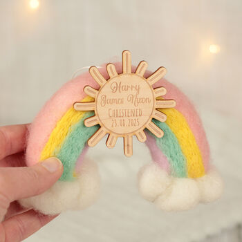 Personalised Felt Rainbow Christening Ornament Gift, 2 of 3