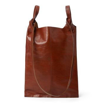 Two Way Carrier Tote Leather Shoulder Bag Tan Brown, 4 of 4