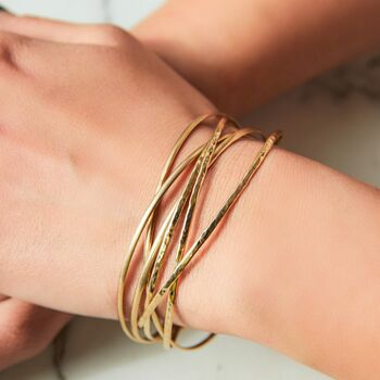 Gold Plated Sterling Silver Interlocking Russian Bangle, 3 of 5