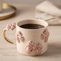 Handmade Pink Bow Ceramic Mug With Gold Handle, thumbnail 1 of 3
