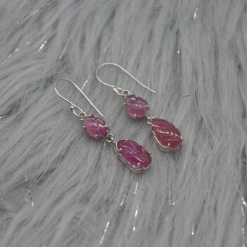 Red Ruby Silver Earrings: Teardrop Dangle, 2 of 8