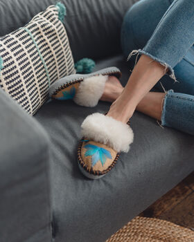 Sen Turquoise Mule Sheepers Slippers, 2 of 11
