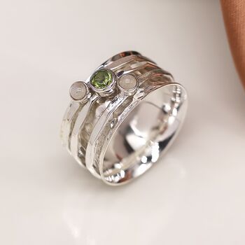 Personalised Sterling Silver Peridot Spinning Ring, 2 of 10