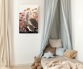 Hedgehog Flower Meadow Nursery Art Print, 5 of 5