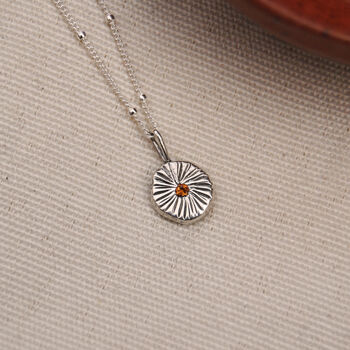 Sunburst Birthstone Necklace In Silver Or Gold, 8 of 12