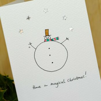Personalised 'Juggling Snowman' Handmade Card, 3 of 10
