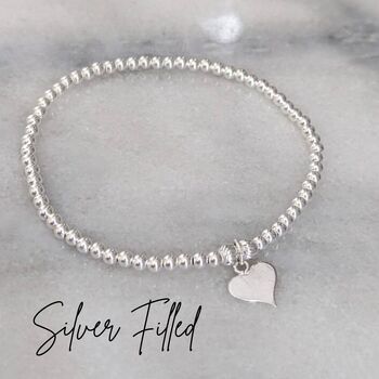 Sterling Silver Prom Night 2026 Heart Stretch Bracelet, 4 of 12