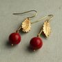 Vintage Brass Cherry Earrings, thumbnail 4 of 9