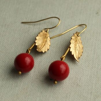 Vintage Brass Cherry Earrings, 4 of 9