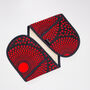 African Print Oven Gloves | Black Red Shope Print, thumbnail 2 of 5