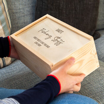 Personalised Fishing Storage Box With Sliding Lid Gift, 2 of 4