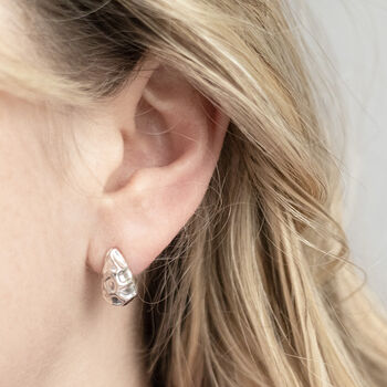 Sterling Silver Molten Drop Studs, 2 of 5