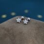 Tiny Star Cz Screw Back Earrings In Sterling Silver, thumbnail 3 of 10