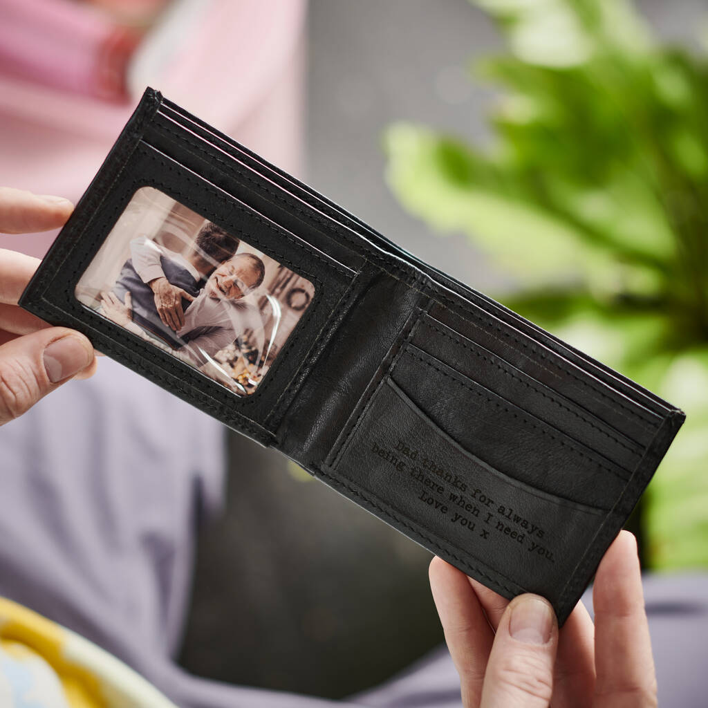Mens Leather Wallet With Engraved Message By Vida Vida