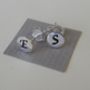 Silver Round Personalised Stud Earrings, thumbnail 2 of 3