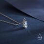 Sterling Silver Aquamarine Blue Pear Cut Cz Pendant Necklace, thumbnail 2 of 11