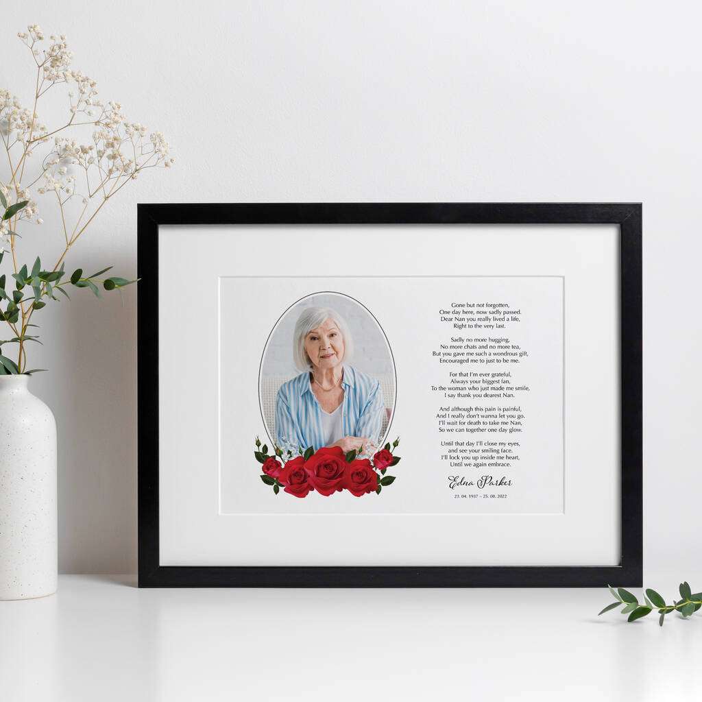 Personalised Red Roses Memorial Photo Print By Lisa Marie Designs