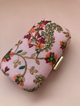 Pari Handcrafted Raw Silk Pink Clutch Bag, 3 of 6