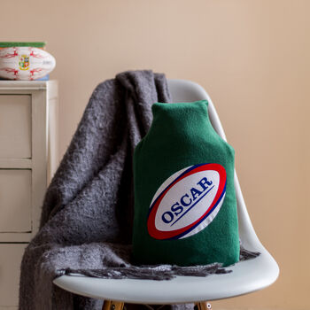 Rugby Personalised Fleece Hot Water Bottle Cover, 2 of 4