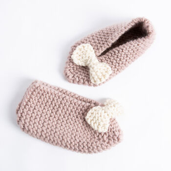 Bow Slippers Knitting Kit, 6 of 7