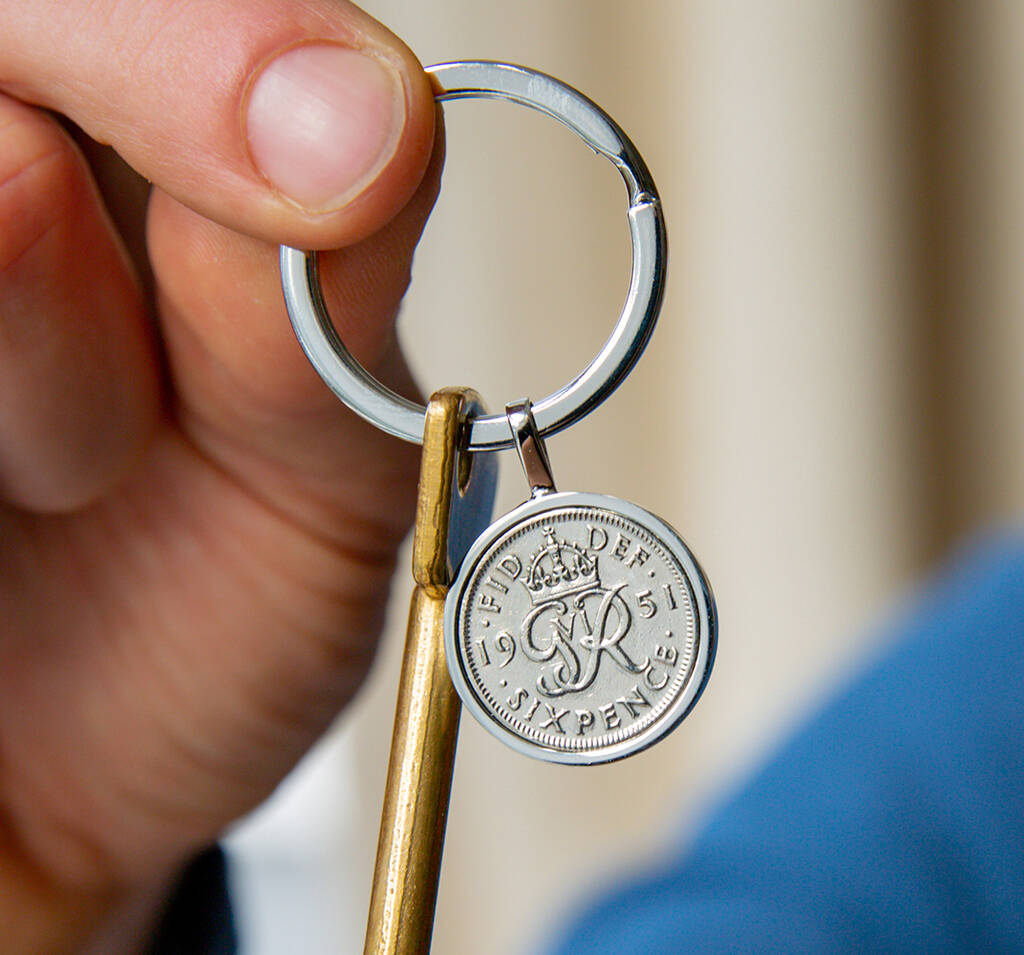 Image of 70th Birthday 1950 Sixpence Coin Keyring